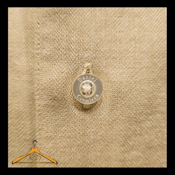 Daniel Cremieux Camp Shirt - XL, Linen/Tencel Blend, Tan-Beige Short Sleeves - Picture 4 of 8
